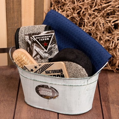 Набор подарочный «Этель. Настоящий герой»: полотенце, мочалка, щётка