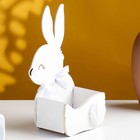 Кашпо деревянное "Зайка" 13х7,5х22 см белый - фото 24381268