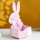 Кашпо деревянное "Зайка" 13х7,5х22 см розовый - фото 22576392