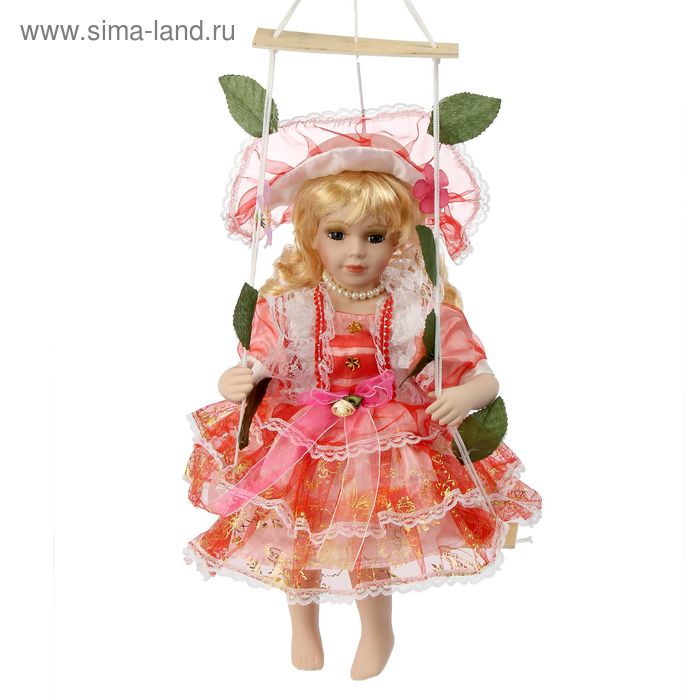 Кукла коллекционная "Мария в золотистом на качелях" 40 см - Фото 1