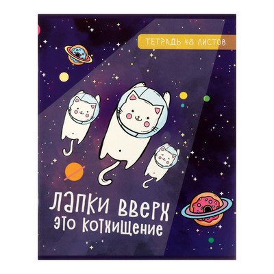 Комплект тетрадей из 5 штук, 48 листов в клетку Calligrata «Космокот», обложка мелованный картон, блок офсет
