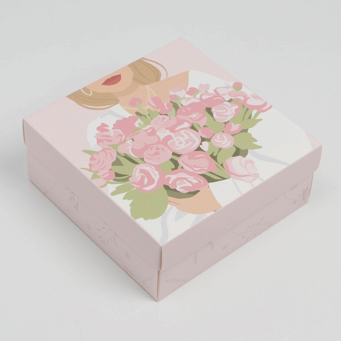 Коробка подарочная складная, упаковка, «Цветы», 17 х 17 х 7 см - фото 1919220032