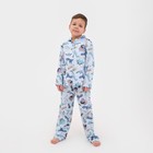 Пижама детская из фланели (рубашка, брюки) KAFTAN "Дино", размер 110-116, голубой - фото 9536305