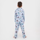 Пижама детская из фланели (рубашка, брюки) KAFTAN "Дино", размер 110-116, голубой - фото 26406679