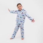 Пижама детская из фланели (рубашка, брюки) KAFTAN "Дино", размер 110-116, голубой - фото 26406678
