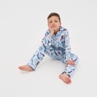 Пижама детская из фланели (рубашка, брюки) KAFTAN "Дино", размер 122-128, голубой - фото 32900908