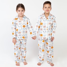 Пижама детская (рубашка, брюки) KAFTAN "Зверята" р. 98-104, белый