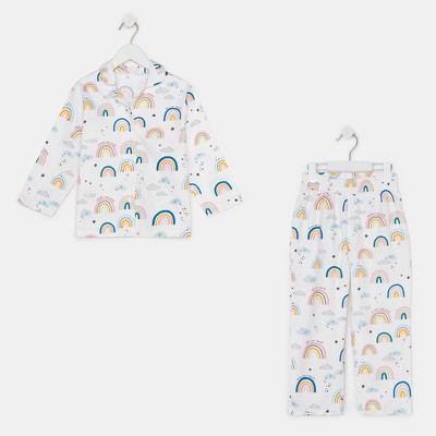 Пижама детская (рубашка, брюки) KAFTAN "Радуга" р. 98-104, белый