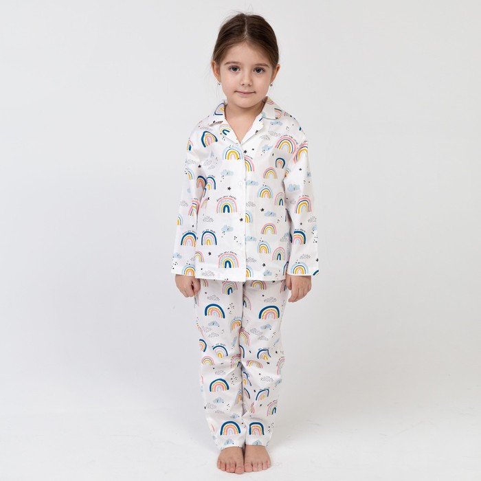 Пижама детская (рубашка, брюки) KAFTAN "Радуга" р. 98-104, белый - Фото 1