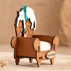 Игольница сувенир "Кот в кресле", МДФ, Дуб, 8,5х5х8,5 см - фото 9142714