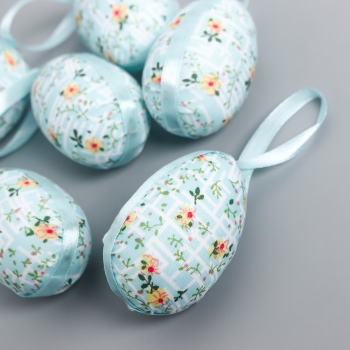 Декор пасхальный подвеска "Яйцо с цветами и узорами" набор 6 шт МИКС 6х4 см - фото 1910297771