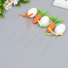 Декор пасхальный на палочке "Яички в посыпке и морковки" набор 5 шт 6х4 см - фото 804705124