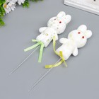 Набор топперов для украшения «Зайчата: посыпка, кружочки», 2 шт., жёлтый, зелёный, 12 см - Фото 2