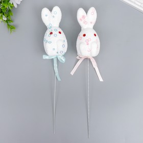 Декор на палочке 'Кролики - посыпка, кружочки' набор 2 шт розовый, голубой 10 см