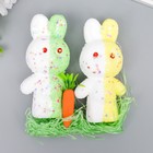 Декор "Зайчата в посыпке с морковкой и травкой" набор  жёлтый, зелёный 12 см - фото 295451503