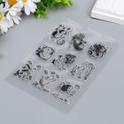 Штамп для творчества силикон "Милые зверята с цветочками" 16х11 см - фото 21463179