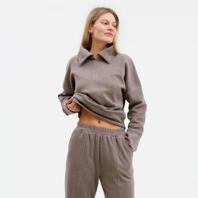 Костюм женский (свитер/брюки), цвет бежевый, размер 44