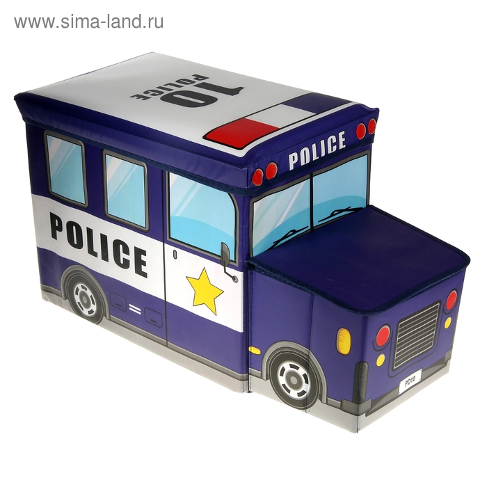 Короб стеллажный для хранения 55х32х26 см «Полицейское авто», 2 отделения - Фото 1