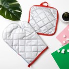 Кухонный набор (2 предмета) Доляна «Фламинго», цвет голубой, прихватка 16х16 см, рукавица 26х16 см, 100% п/э 7620645