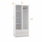 Шкаф двухстворчатый распашной «Клик Мебель. Мадера», 2 ящика, 900×500×2100 мм, цвет белый - Фото 3