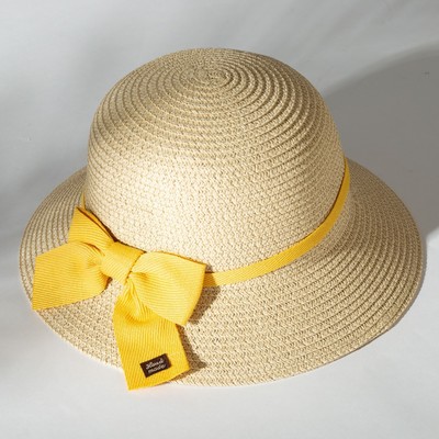 Шляпа для девочки MINAKU: Beachwear, бежевая, размер 54 (3-5 лет)
