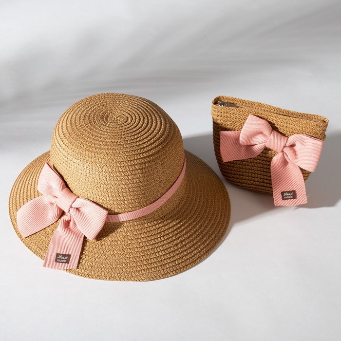 Комплект для девочки (шляпа р-р 52, сумочка) MINAKU цвет коричневый - Фото 1