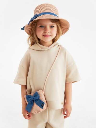 Комплект для девочки MINAKU: шляпа (размер 52), сумочка, розовый