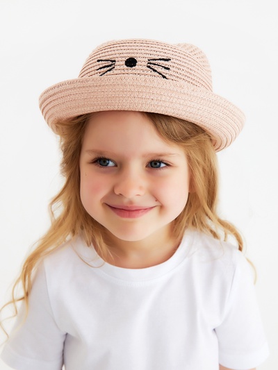 Шляпа для девочки MINAKU «Кошечка», размер 52, розовая