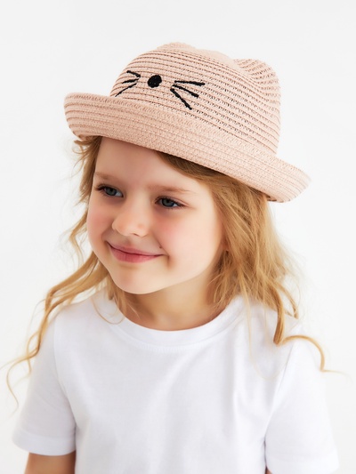 Шляпа для девочки MINAKU «Кошечка», розовая, размер 52 (3-5 лет)