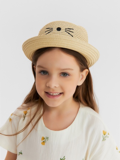 Шляпа для девочки MINAKU «Кошечка», размер 52, цвет молочный
