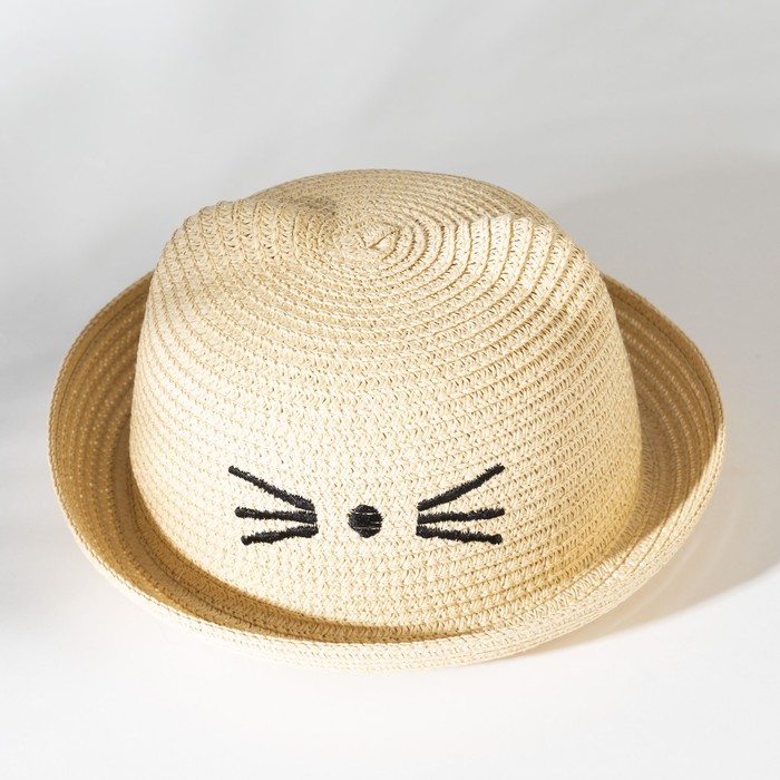 Шляпа для девочки MINAKU &quot;Кошечка&quot;, цв. молочный, р-р 52