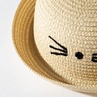 Шляпа для девочки MINAKU "Кошечка", цв. молочный, р-р 52 - Фото 2
