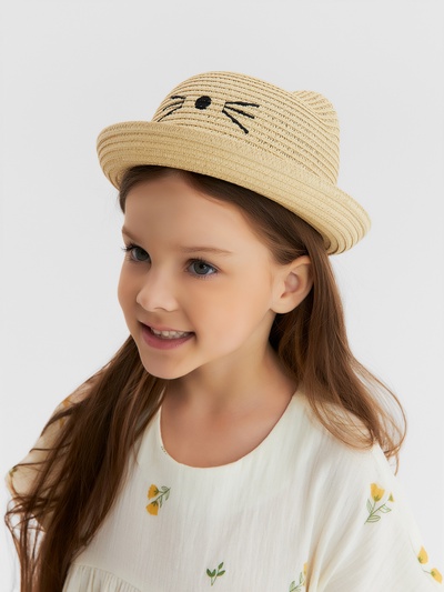 Шляпа для девочки MINAKU «Кошечка», цвет молочный, размер 52 (3-5 лет)
