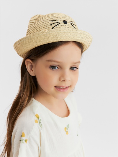 Шляпа для девочки MINAKU «Кошечка», цвет молочный, размер 52 (3-5 лет)
