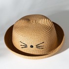 Шляпа для девочки MINAKU "Кошечка", цв. бежевый, р-р 52 - фото 109611369