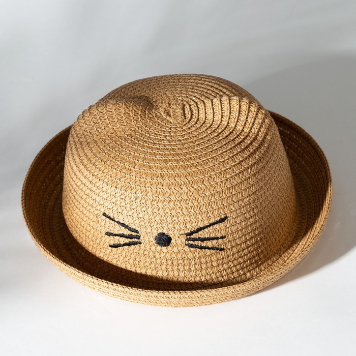 Шляпа для девочки MINAKU "Кошечка", цв. бежевый, р-р 52 - Фото 1