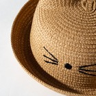 Шляпа для девочки MINAKU "Кошечка", цв. бежевый, р-р 52 - Фото 2