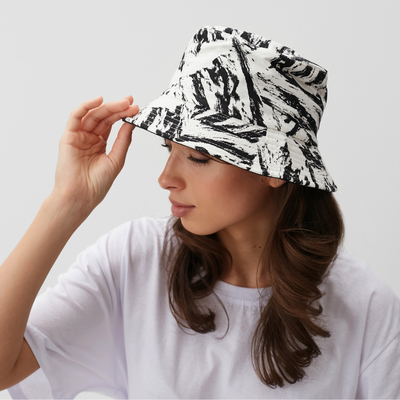 Панама женская MINAKU Tie-dye, черно-белая, размер 56-58