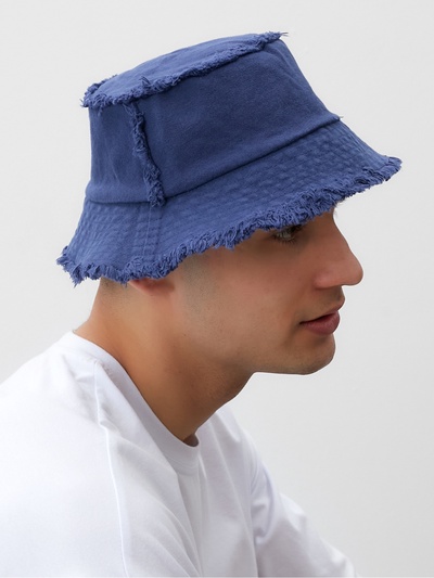 Панама женская джинсовая MINAKU с необработанными краями, синяя, размер 56-58