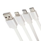 Кабель-рулетка 3 в 1 LuazON, micro-USB/Type-C/Lightning - USB, 2 А, только зарядка,1 м,белый 7348411 - фото 9599209