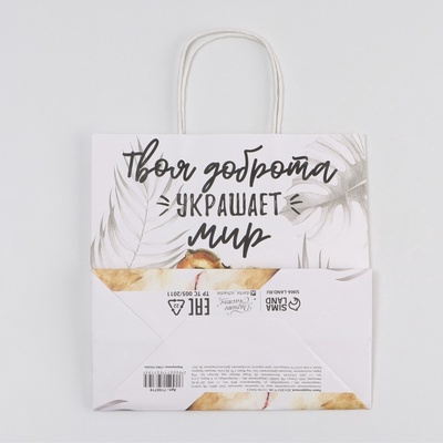 Пакет подарочный, упаковка, «Доброта», 22×22×11 см