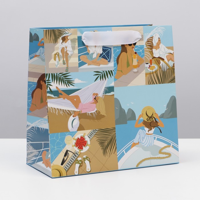 Пакет подарочный ламинированный квадратный, упаковка, «Круиз», 22 х 22 х 11 см