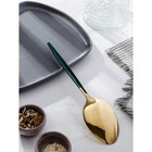 Ложка гарнирная из нержавеющей стали Magistro «Грэйс», h=27.5 см, цвет ручки зелёный, цвет головы золотой 7354117