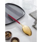 Ложка гарнирная из нержавеющей стали Magistro «Грэйс», h=27,5 см, цвет ручки красный, цвет головы золотой - фото 53366205