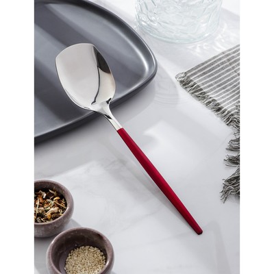 Лопатка из нержавеющей стали Magistro «Грэйс», длина 26 см, цвет ручки красный, цвет головы серебряный