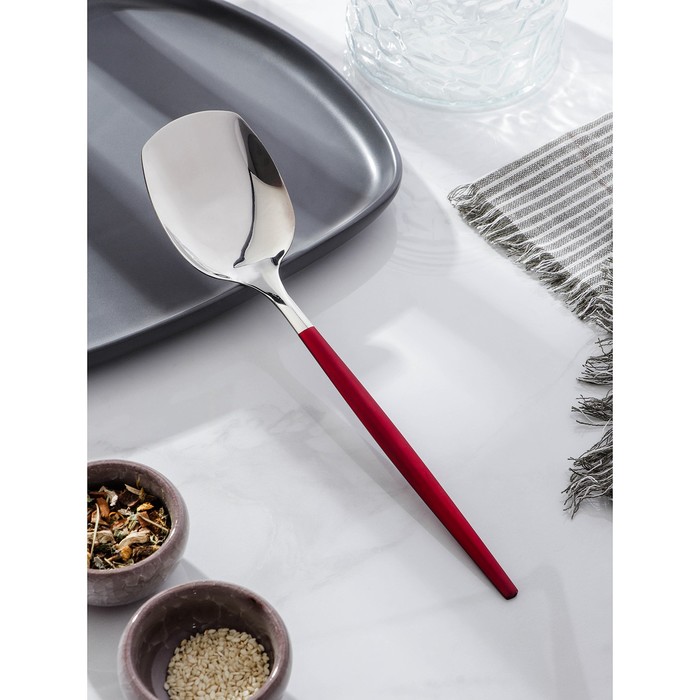 Лопатка из нержавеющей стали Magistro «Грэйс», длина 26 см, цвет ручки красный, цвет головы серебряный - Фото 1