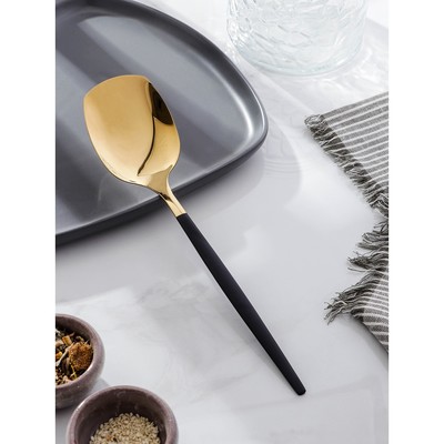 Лопатка из нержавеющей стали Magistro «Грэйс», h=26 см, цвет ручки чёрный, цвет головы золотой