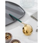 Половник цельнотянутый Magistro «Грэйс», h=24 см, цвет ручки зеленый, цвет головы золотой - фото 53366212