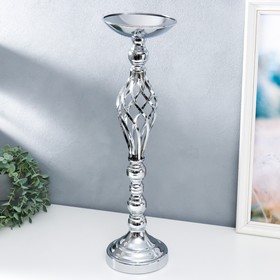 Подсвечник металл на 1 свечу "Сплетение" серебро 54х15х15 см