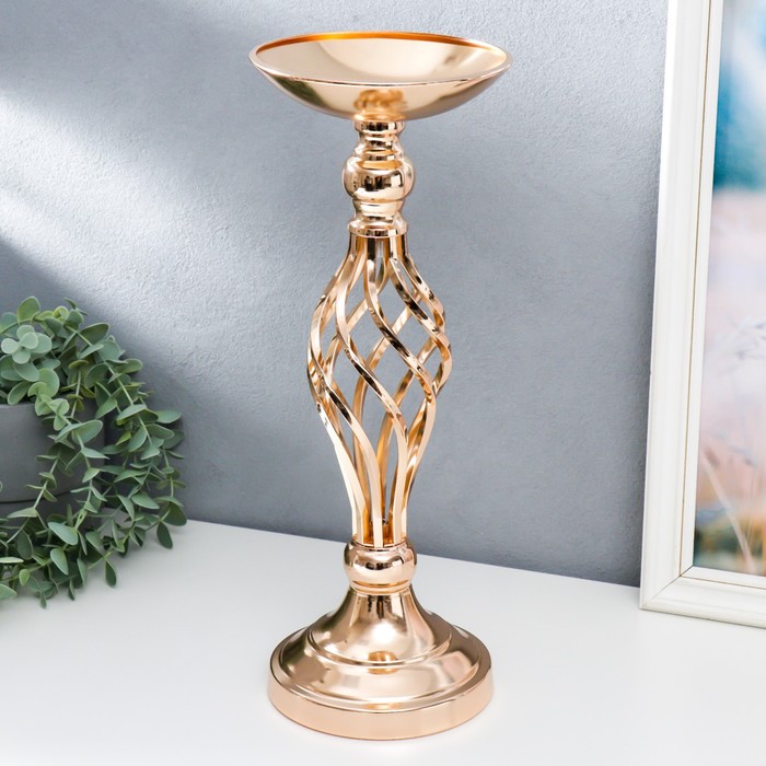 Металлический подсвечник на 1 свечу «Сплетение», золото, 40×15×15 см - Фото 1